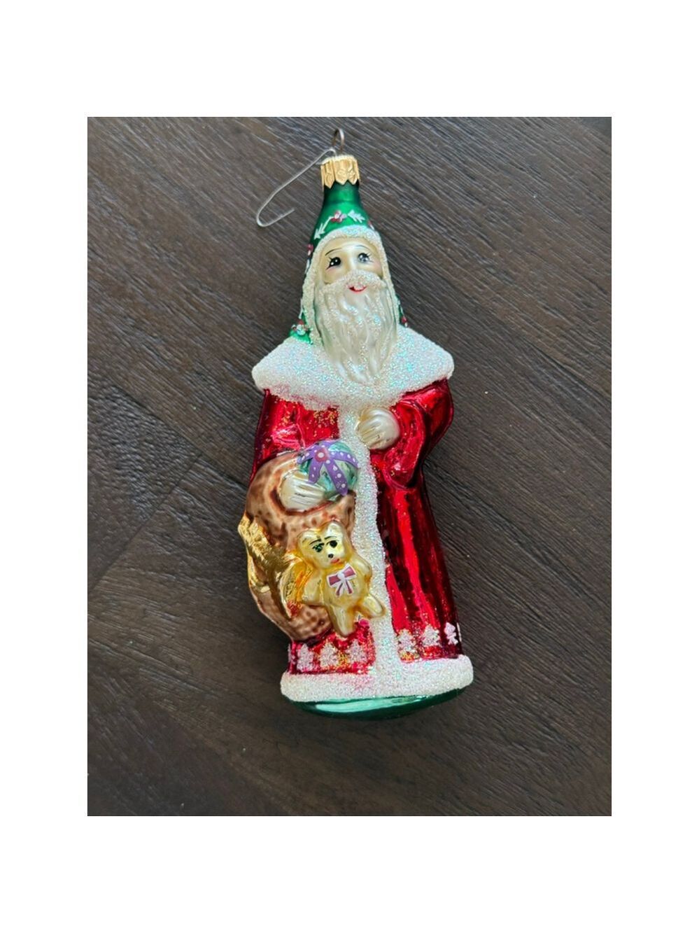 Christopher Radko Santa Claus Christmas Ornament Red Green blown mercury vintage